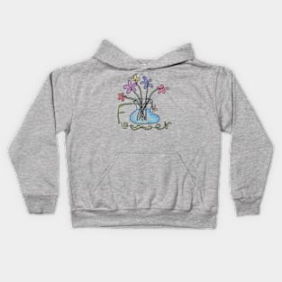 flowers, one line drawing Kids Hoodie